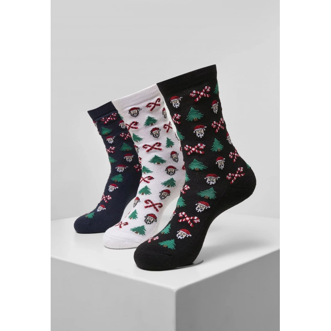 Unisex vánoční ponožky Urban Classics Grumpy Santa Christmas Socks 3-Pack