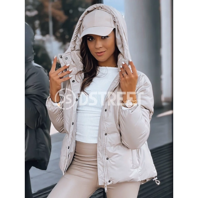 Dámská kožená bunda COLLAR béžová Dstreet TY3763