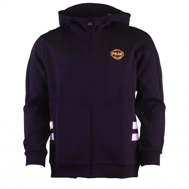 Peak peak knitting hoodie zipper-opened jacket black