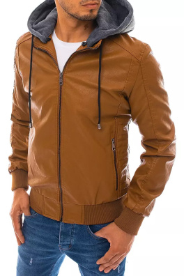 Pánská khaki kožená bunda Dstreet TX3765