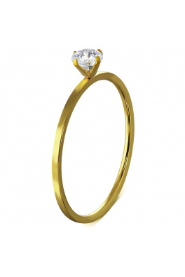 Zásnubní prsten z chirurgické oceli ve zlaté barvě 