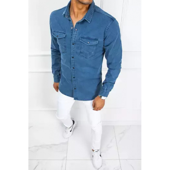 Pánská modrá džínová košile Dstreet DX2357