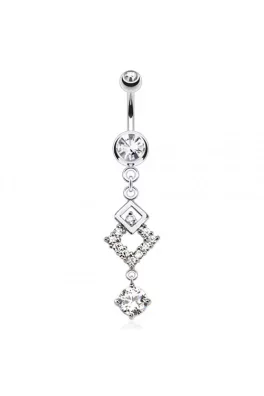 Luxusní piercing do pupiku - two squares 