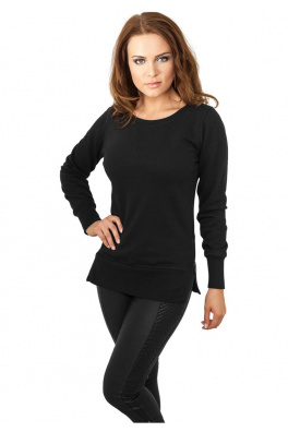 Ladies Side Zip Long Crewneck black