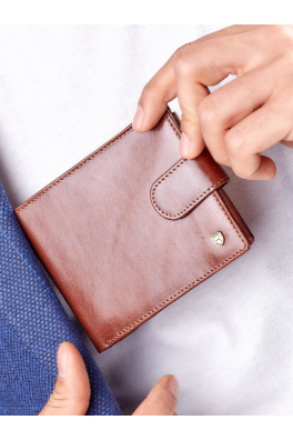 Elegantní hnědá kožená peněženka pro muže