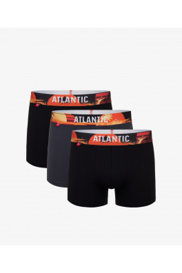 Pánské sportovní boxerky ATLANTIC 3Pack - šedé/černé