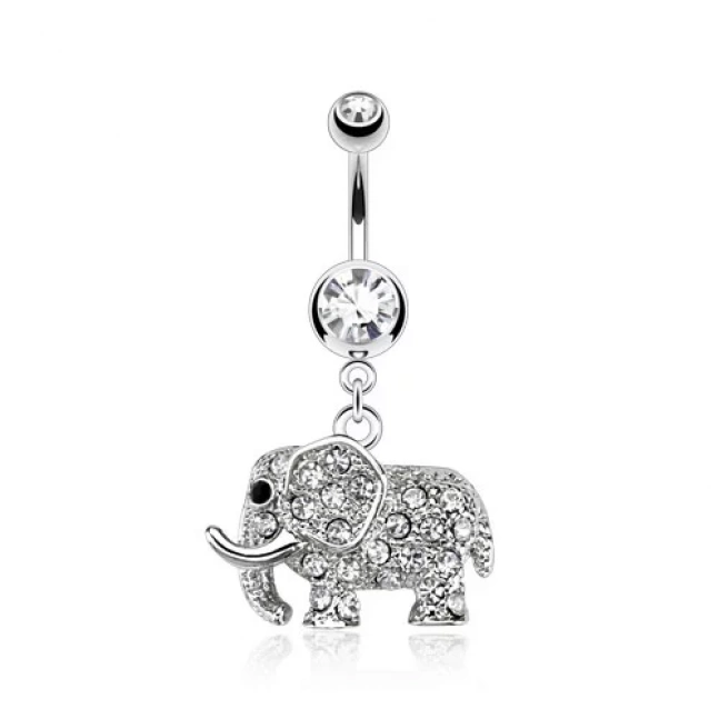 Piercing do pupíku - sloník s krystaly
