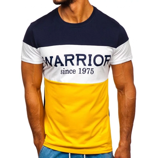 Pánské tričko s potiskem "WARRIOR" 100693 - žlutá,