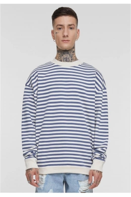 Pánská mikina Striped Crewneck - bílý písek/modrá