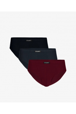 Klasické pánské slipy ATLANTIC 3Pack - černé/šedé/vínové