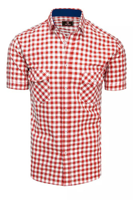 Bílé a červené pánské tričko s krátkým rukávem Dstreet KX0954