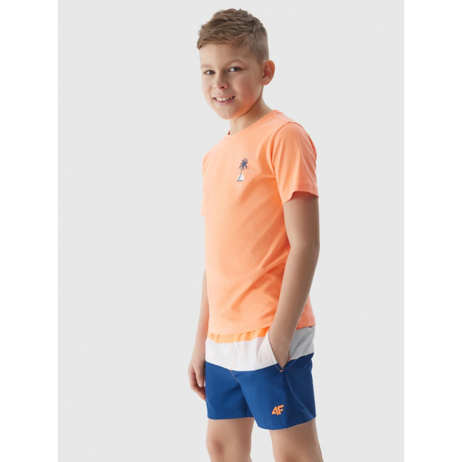 Chlapecké plážové šortky typu boardshorts 4F - oranžové