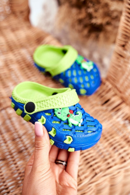 Dětské Nazouváky Pěnové Kroks Modré-Zelené Krokodýl