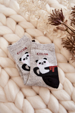 Dámské legrační ponožky Panda V Poháru šedé