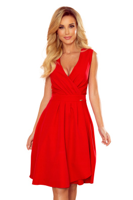 Elegantní šaty s výstřihem a řasením Numoco ELENA - červené 