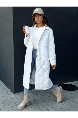 Dámský prošívaný dlouhý kabát TRENDIFY bílý Dstreet TY4380