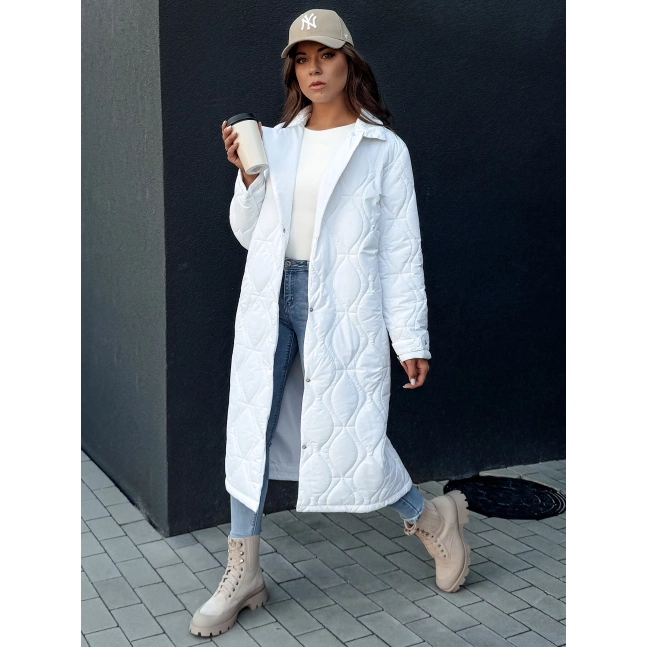 Dámský prošívaný dlouhý kabát TRENDIFY bílý Dstreet TY4380