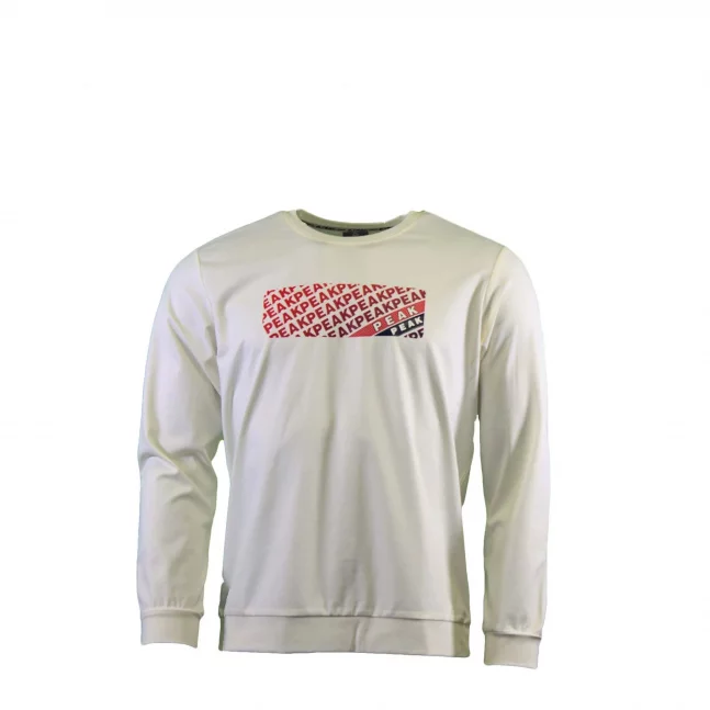 Peak peak round neck long t shirt canvas white
