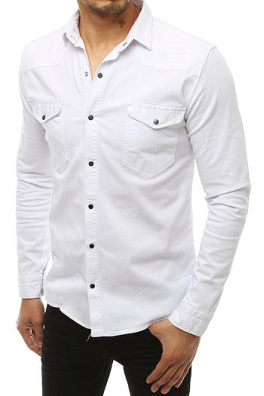 Bílé pánské tričko s dlouhým rukávem DX1933