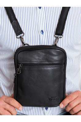 Černá malá kožená kabelka pro muže