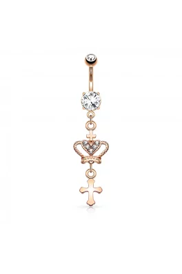 14k žlutým zlatem pozlacený piercing do pupíku - queen