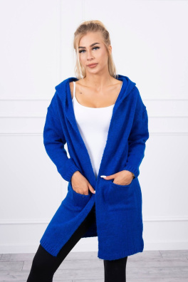 Obyčejný svetr s kapucí a kapsami modrofialové