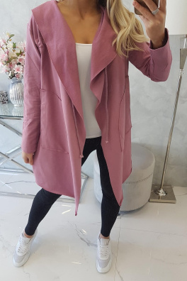 Pelerína s volnou kapucí růžové barvy