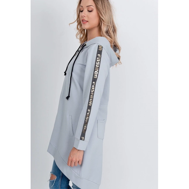 Dámská oversize mikina s nápisem "FASHION" - šedá,