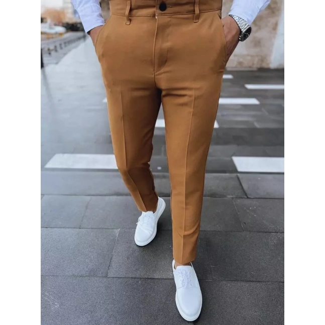 Jednobarevné velbloudí chino kalhoty Dstreet UX3974 pro muže