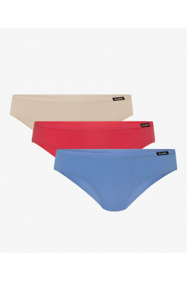 Dámské kalhotky Bikini ATLANTIC 3Pack - ecru, korál, modrá