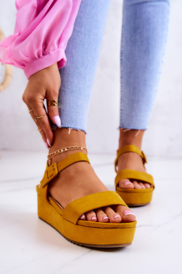 Suede Sandals On The Platform Yellow Sariah 