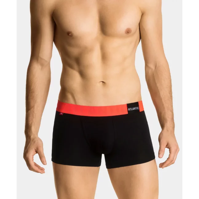 Pánské boxerky ATLANTIC PREMIUM s mikromodal - černé/oranžové