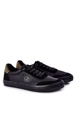 Men's Leather Sneakers Big Star II174008 Black-Khaki
