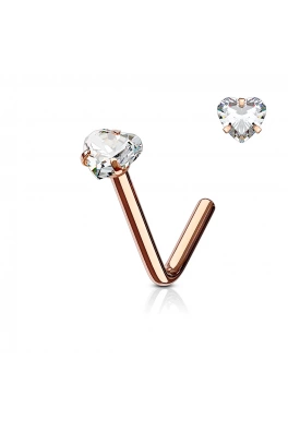 Piercing do nosu rose - heart crystal