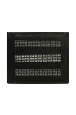 Černá kožená peněženka s šedým prošíváním