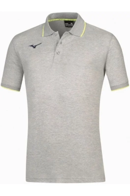 Men Mizuno Polo/Heather Grey/Yellow Fluo