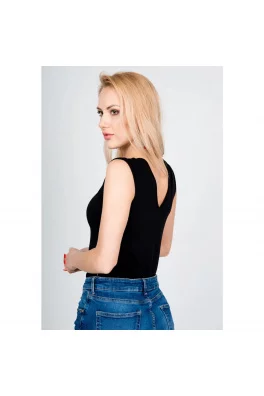 Dámské tílko s výstřihem vpředu i vzadu - černá,