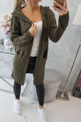 Sweater with hood and pockets khaki