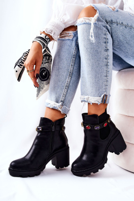 Leather Women’s Boots On High Heel Black Makbet