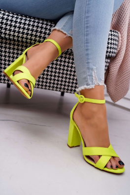 Women's Sandals On High Heel Fluo Yellow Telmen