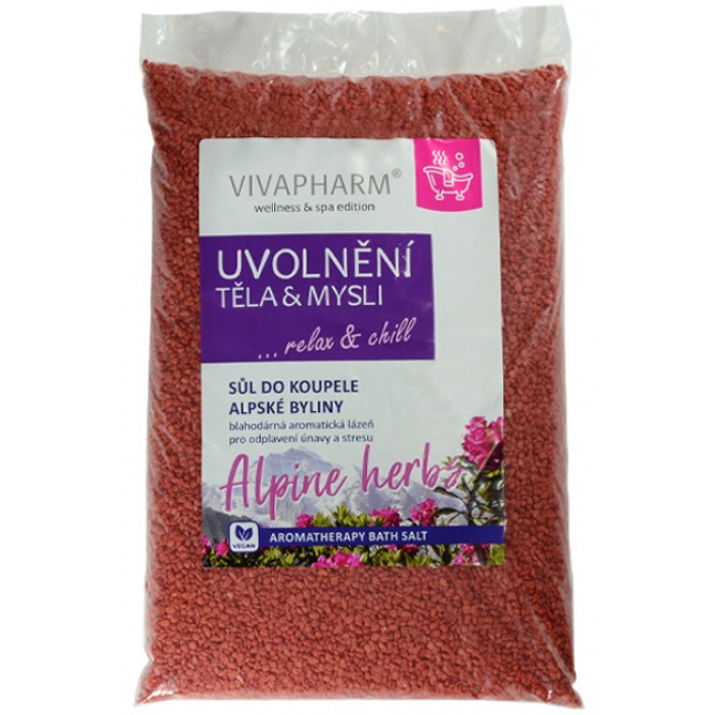 VIVACO Sůl do koupele Alpské byliny UVOLNĚNÍ TĚLA a MYSLI 1000 g