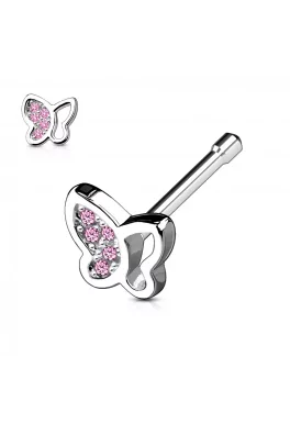 Piercing do nosu - motýlek pink