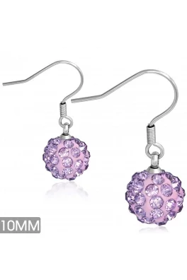 Náušnice z chirurgické oceli - Shamballa světle růžová