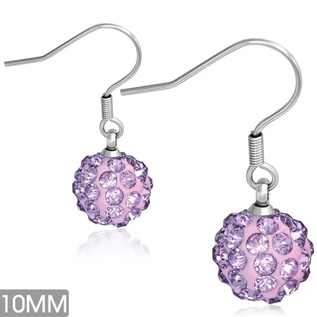 Náušnice z chirurgické oceli - Shamballa světle růžová