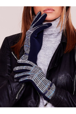Elegantní tmavě modré rukavice se vzorem
