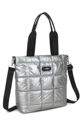 LUIGISANTO stříbrná prostorná nákupní taška