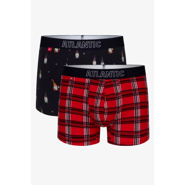 Pánské boxerky ATLANTIC 2Pack - tmavě modrá/červená