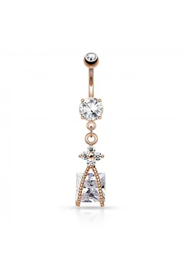 14k žlutým zlatem pozlacený piercing do pupíku- luxury