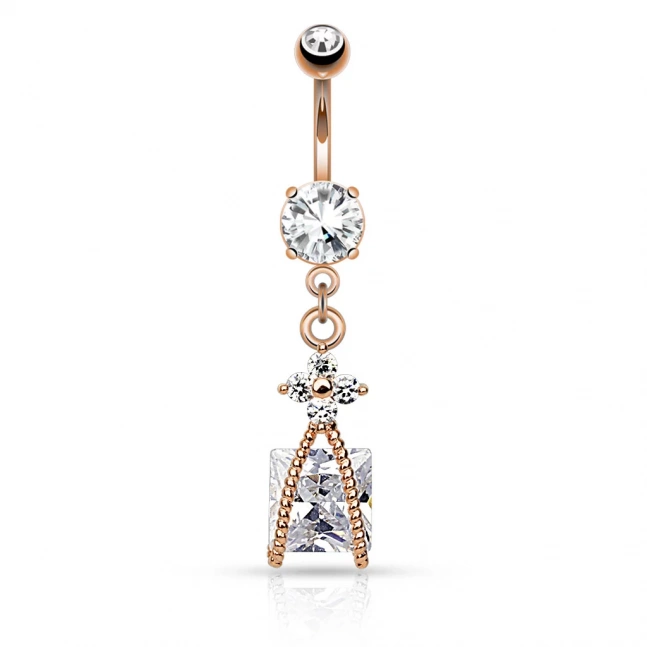 14k žlutým zlatem pozlacený piercing do pupíku- luxury