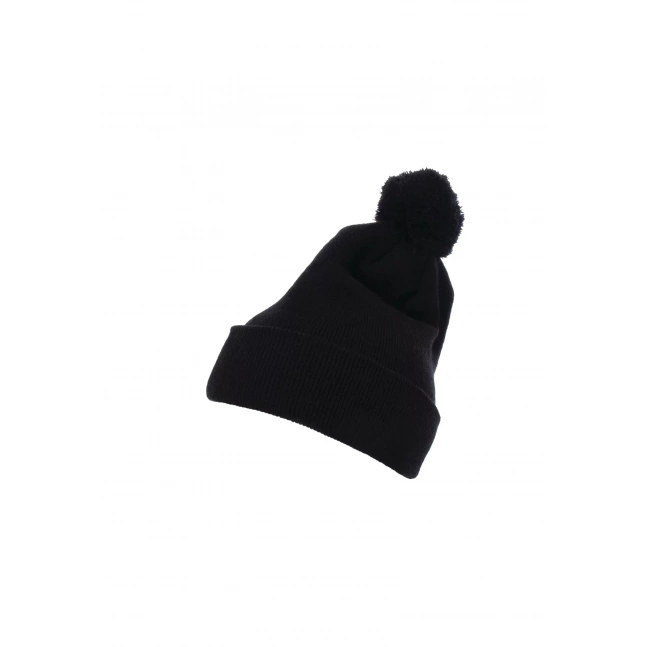 Čepice Pom Pom Knit s manžetou černá